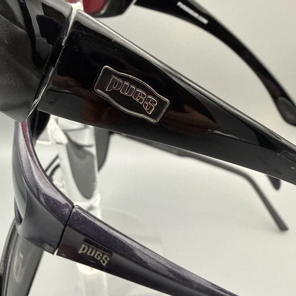 THREE PAIRS OF AUTHENTIC BLACK PUGS MEN'S SUNGLASSES WRAPS &  AVIATORS
